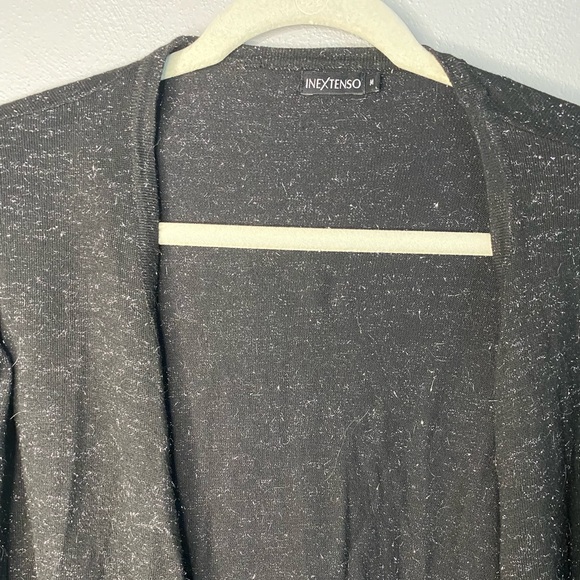 Open Front Cardigan Size Medium Black Silver Sparkle Business Party Fun Sparkle - Picture 2 of 7